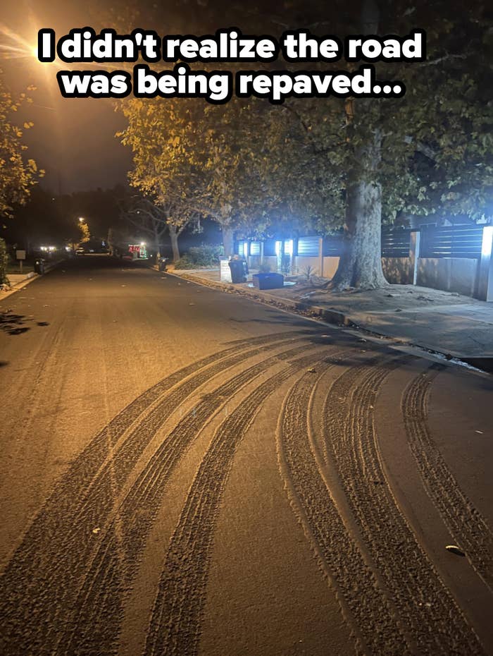 tire marks on a street
