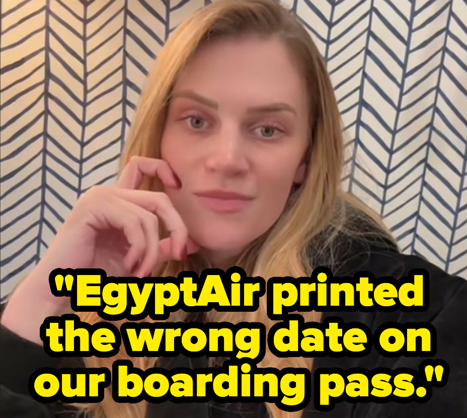 Sara saying &quot;Egyptair printed the wrong date on our boarding pass&quot;