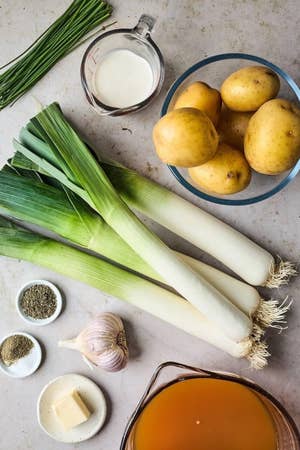 ingredients for potato leek soup