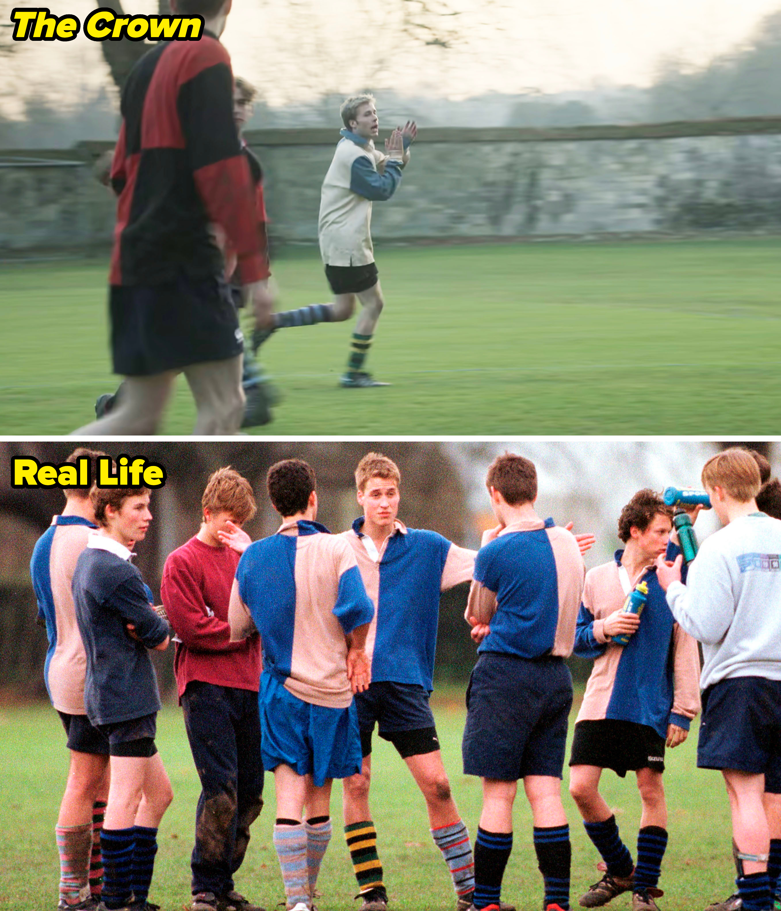 Side-by-sides of Prince William playing football