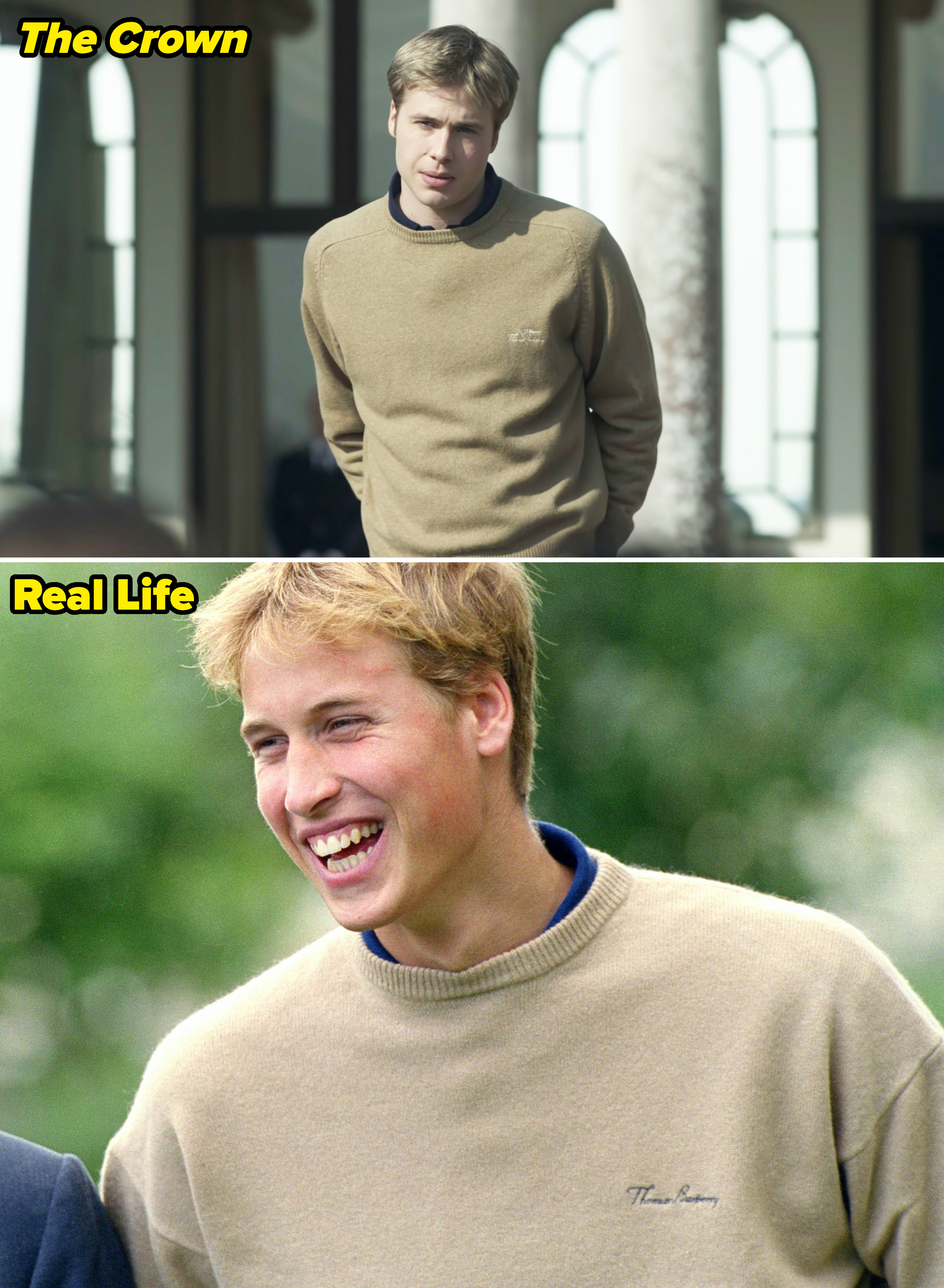 Side-by-side images of real life vs. &quot;The Crown&quot; of Prince William