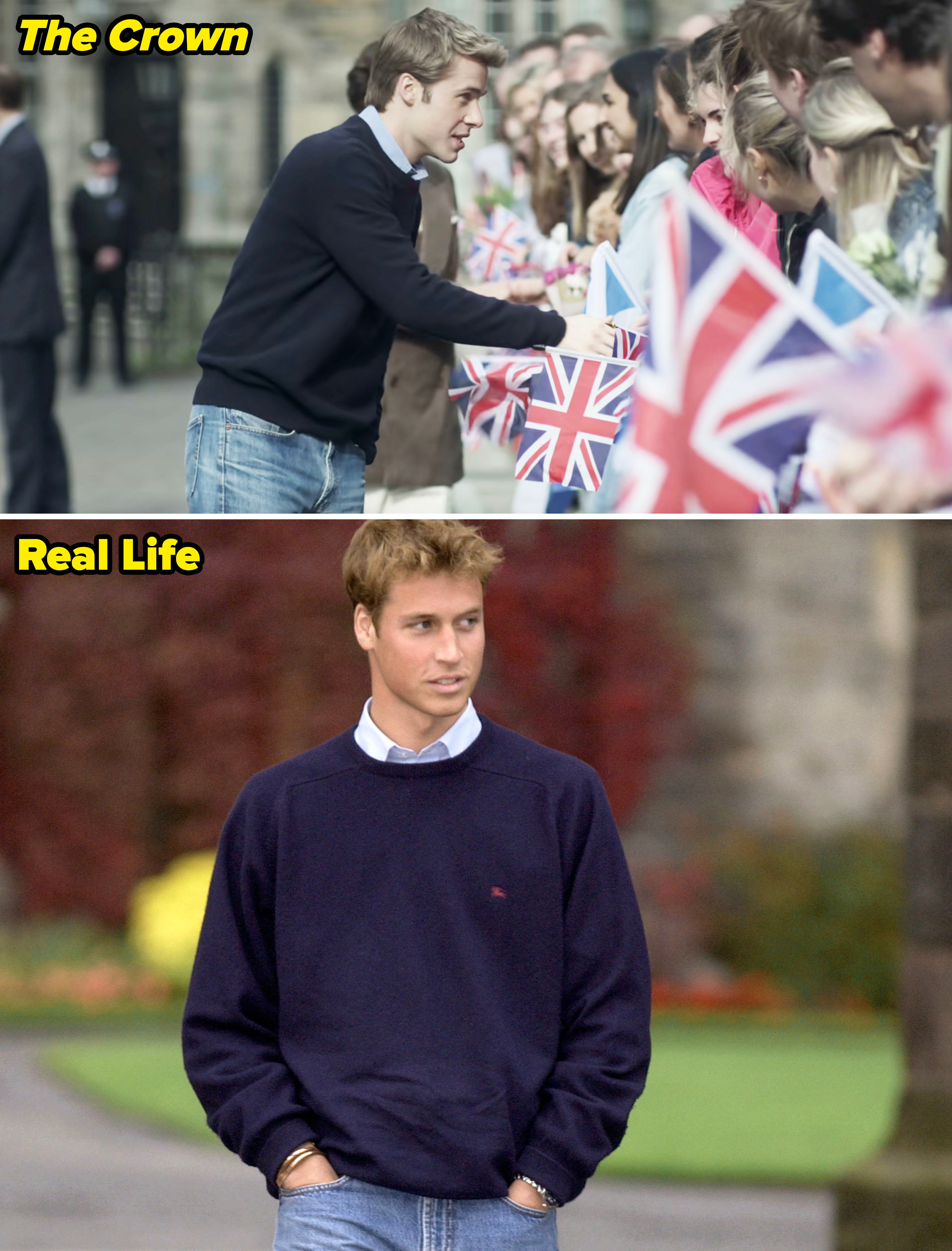 Side-by-sides of Prince William in &quot;The Crown&quot; vs. real life