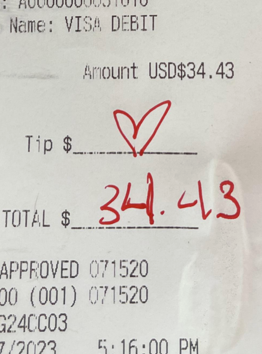 Someone who left a heart instead of a tip amount