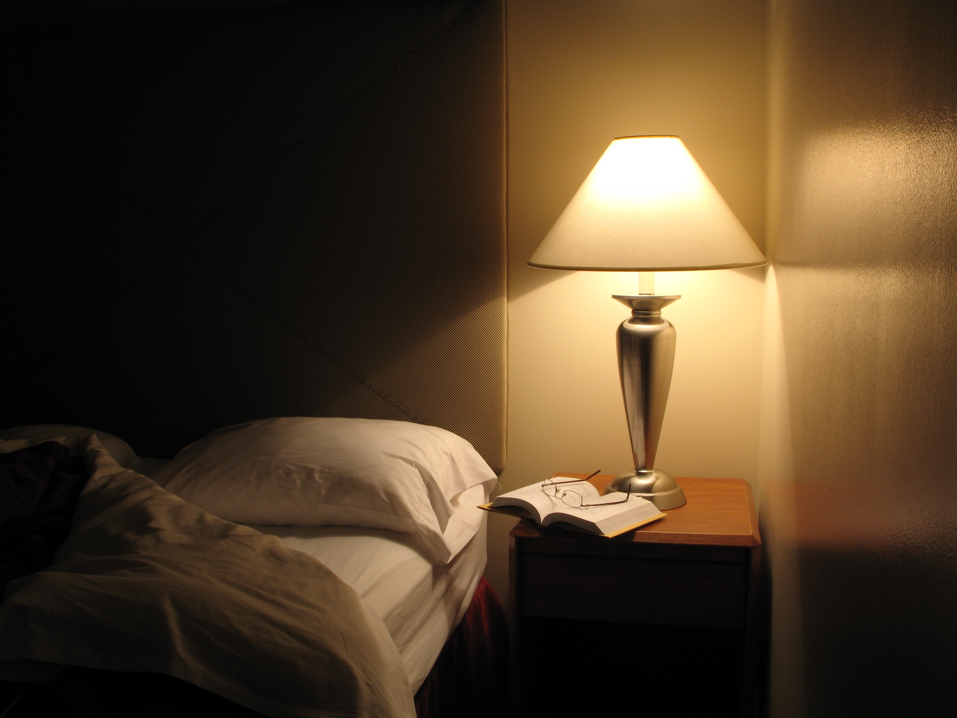 a dark hotel room