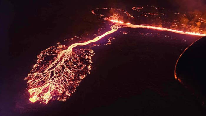 Aerial view of the lava flow