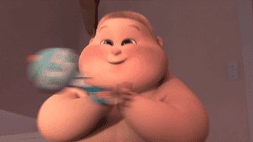 A gif of a happy baby from the movie Boss Baby