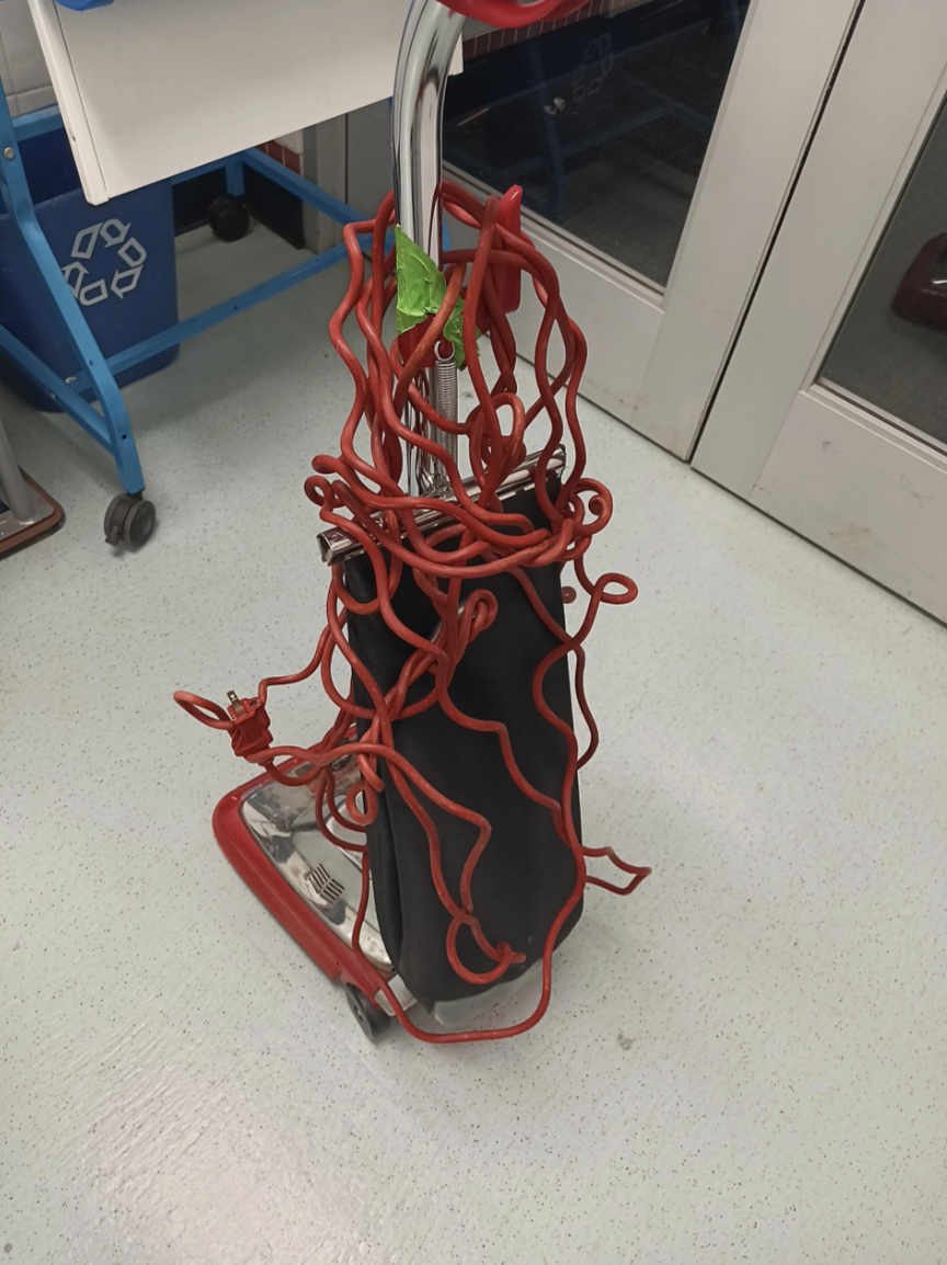 a frayed vacuum cord