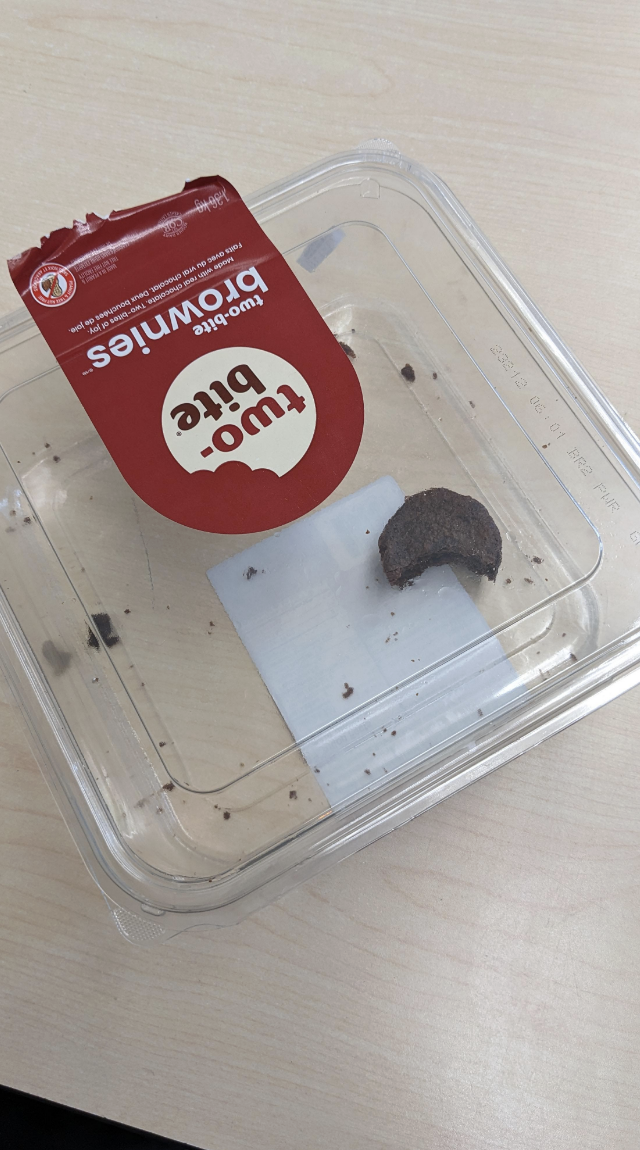 a brownie with a bite taken out