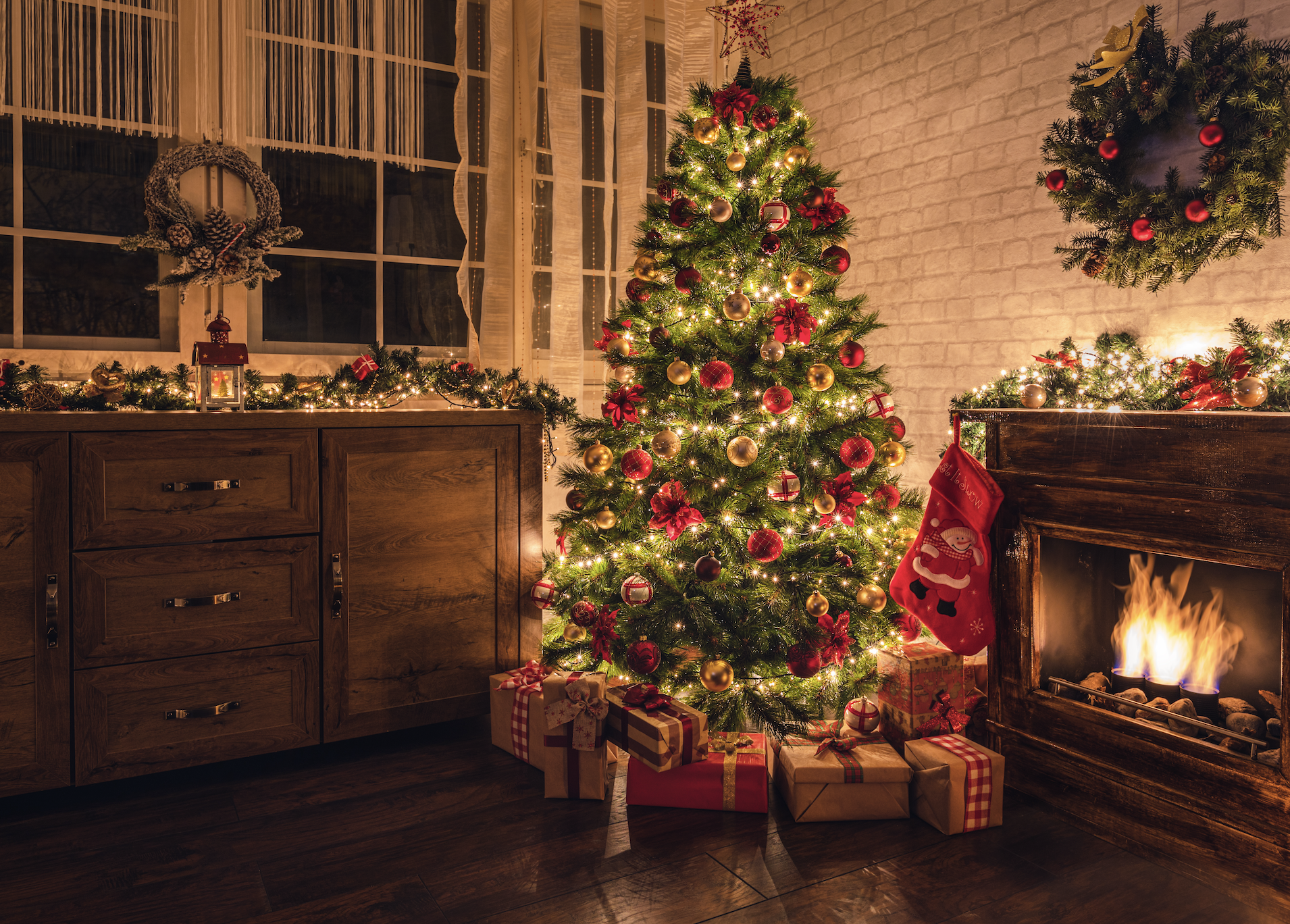 Christmas tree decorated
