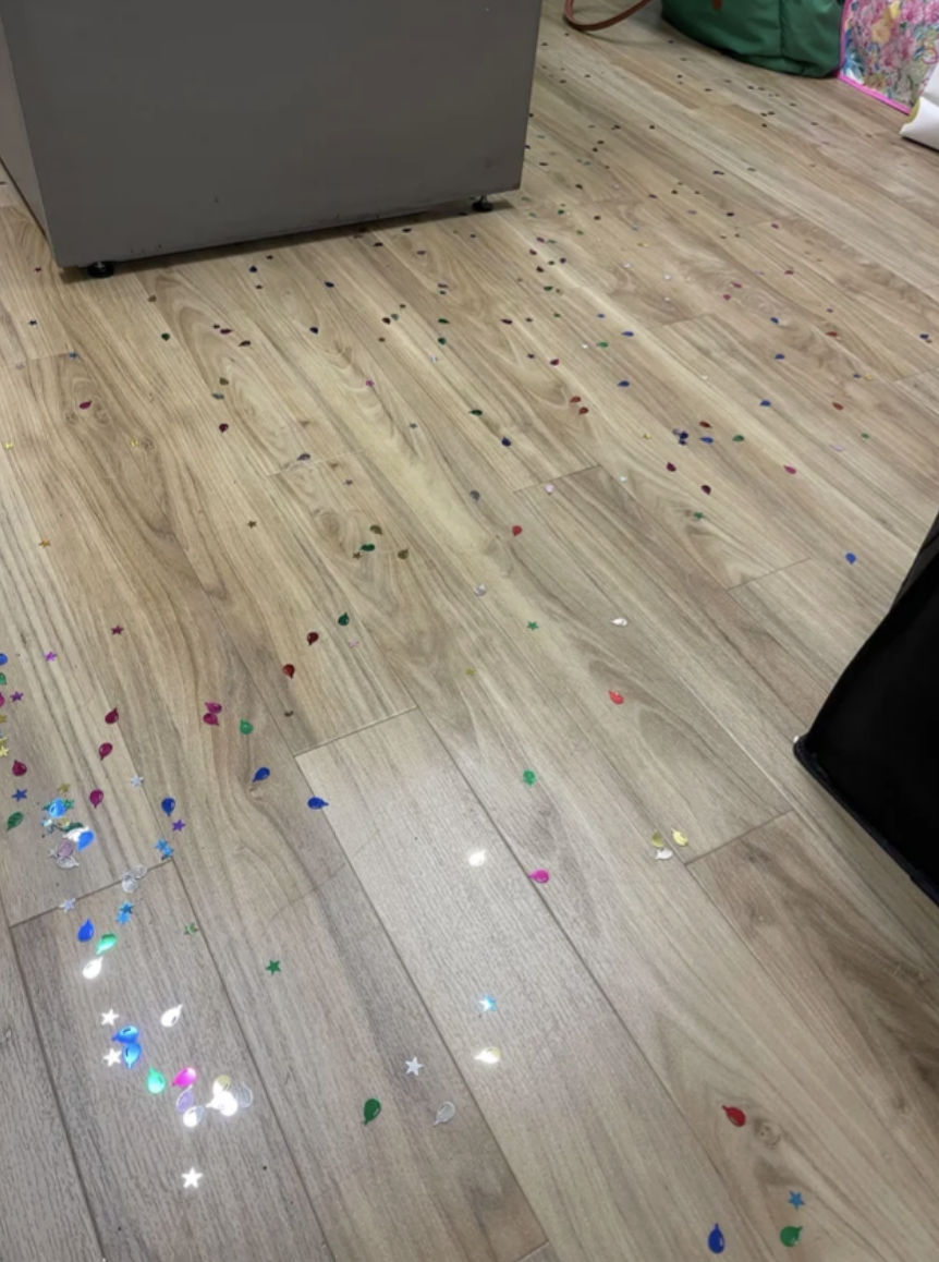confetti all over the floor