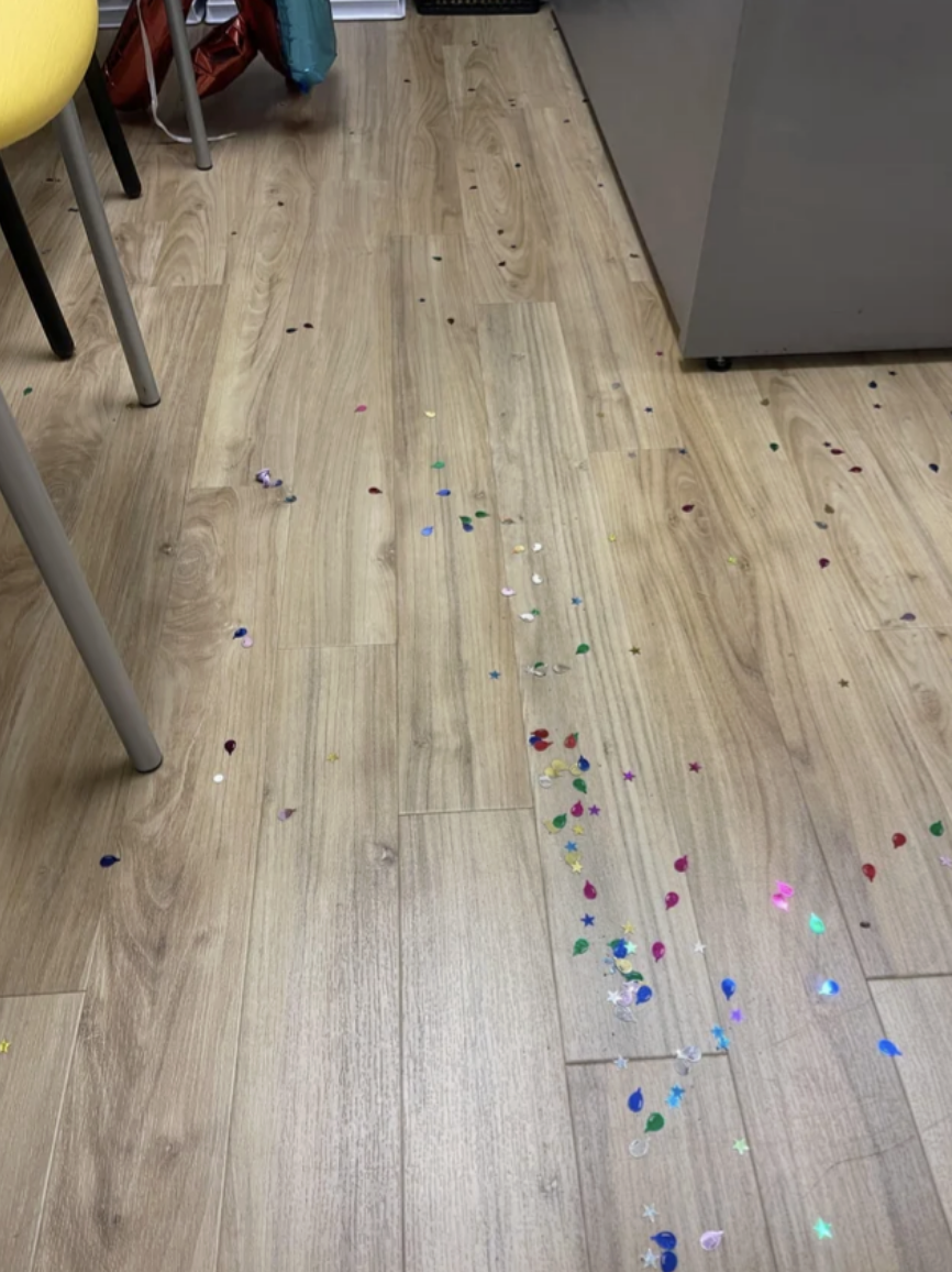 confetti all over the floor