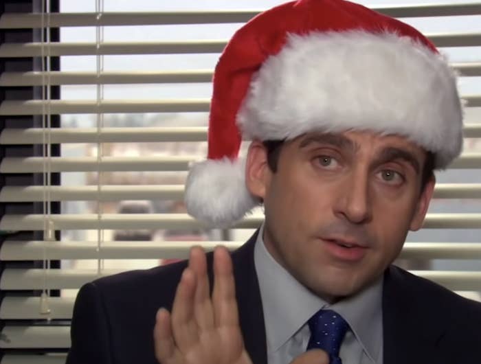 Michael Scott from &quot;The Office&quot; in a santa hat