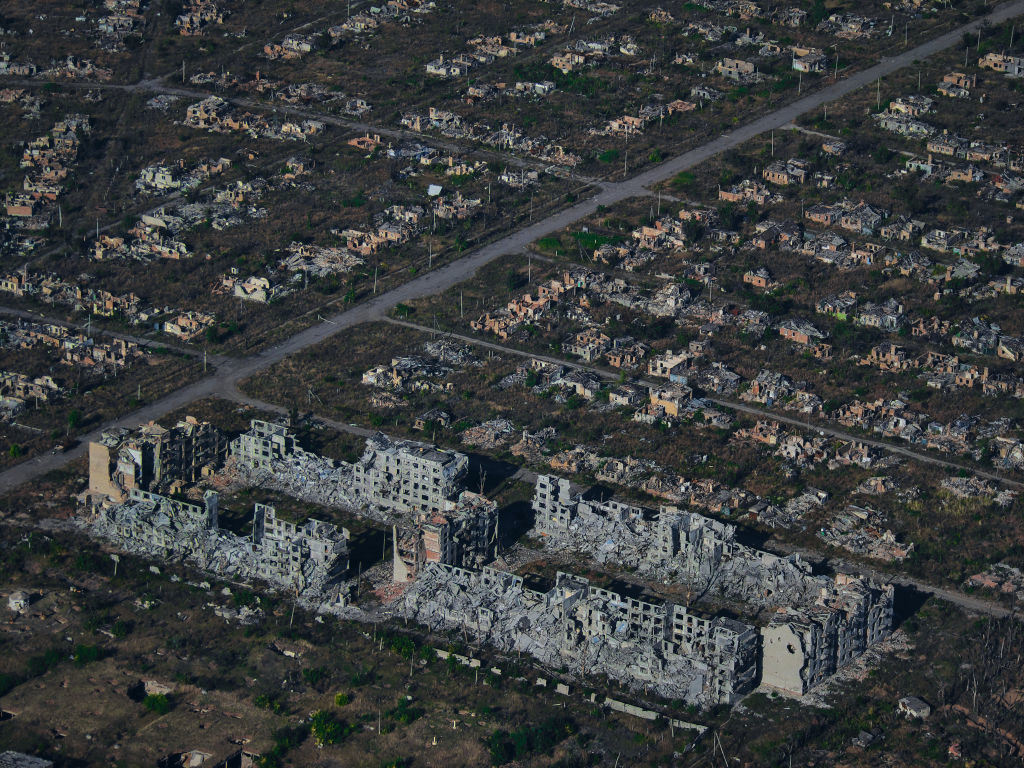 aerial view of the damage in Bakhmut