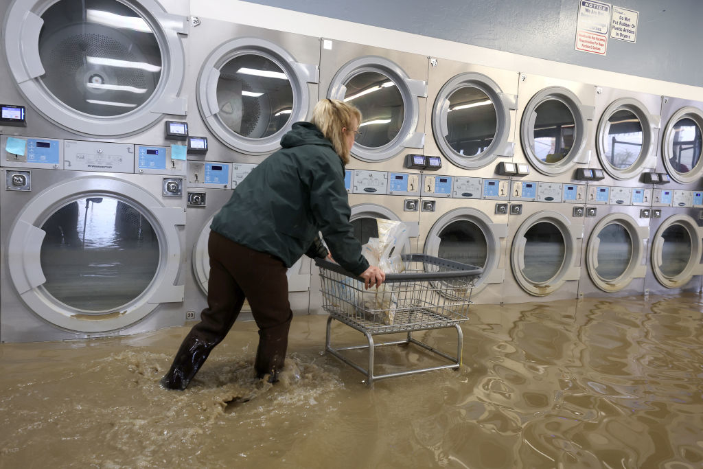 a flooded laundromat