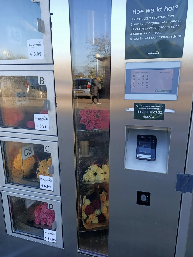 a vending machine for flowers