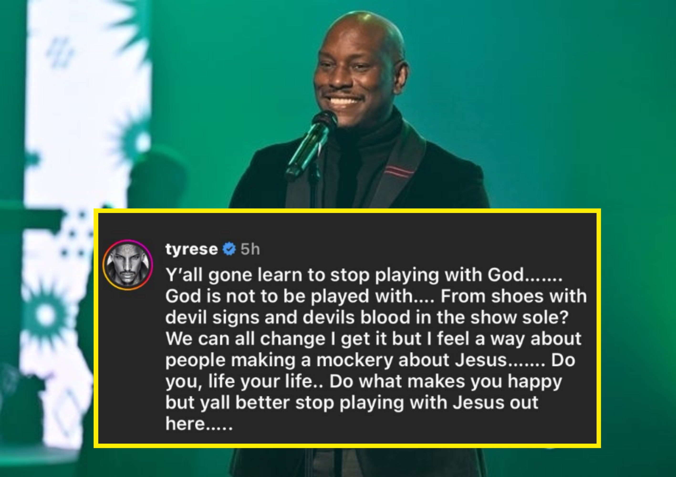 Tyrese’s tweet over a photo of him
