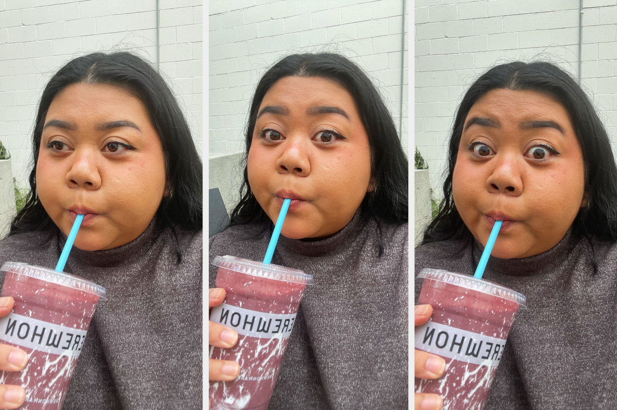 The author is sipping her Erewhon smoothie