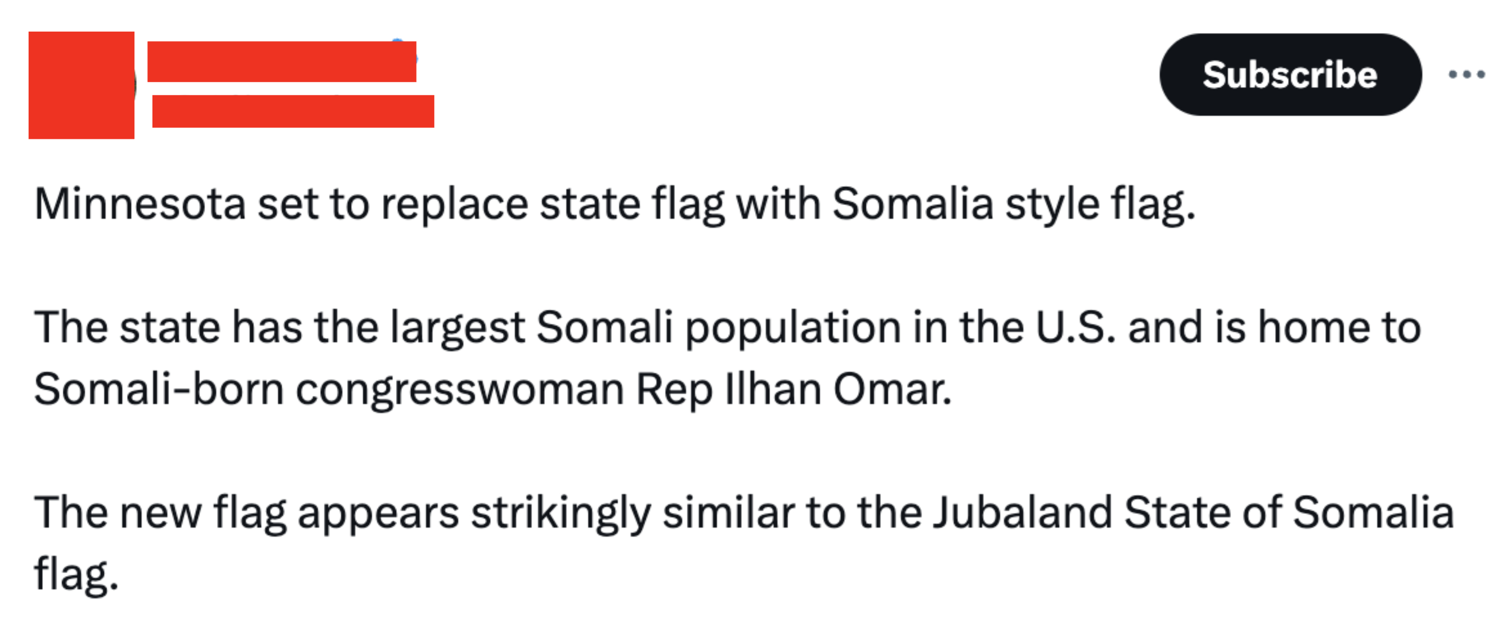post says minnesota set the to replace state flag with somalia style flag