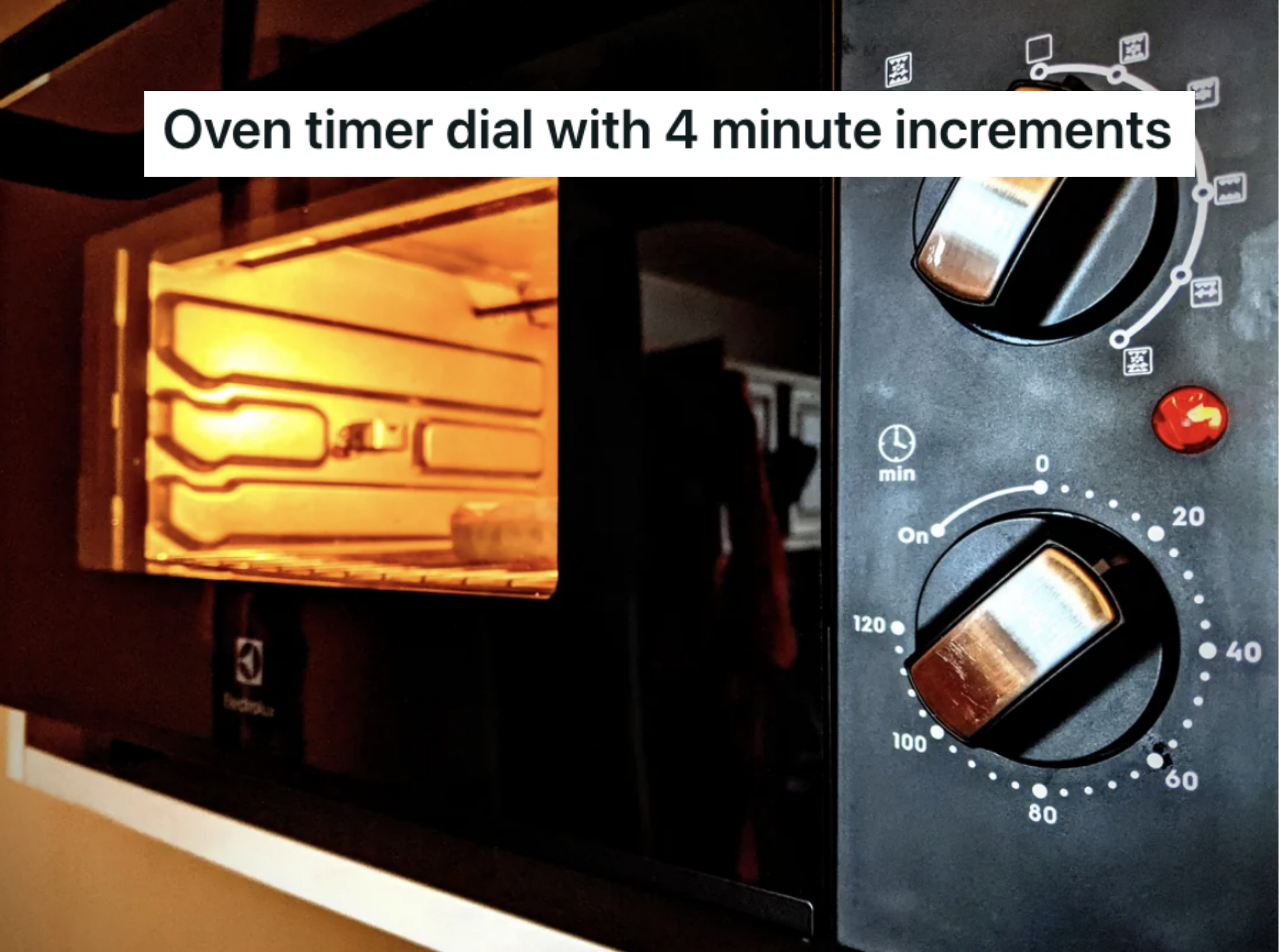 &quot;Oven timer dial with 4 minute increments&quot;