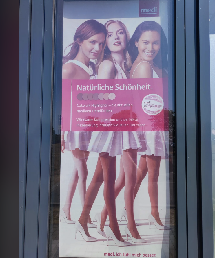 a poster where the bottom half of women&#x27;s bodies don&#x27;t match to the top half