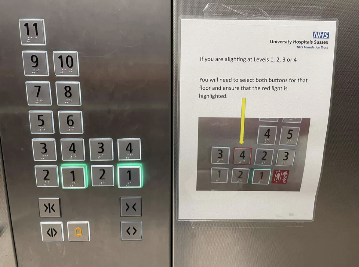 elevator buttons out of order