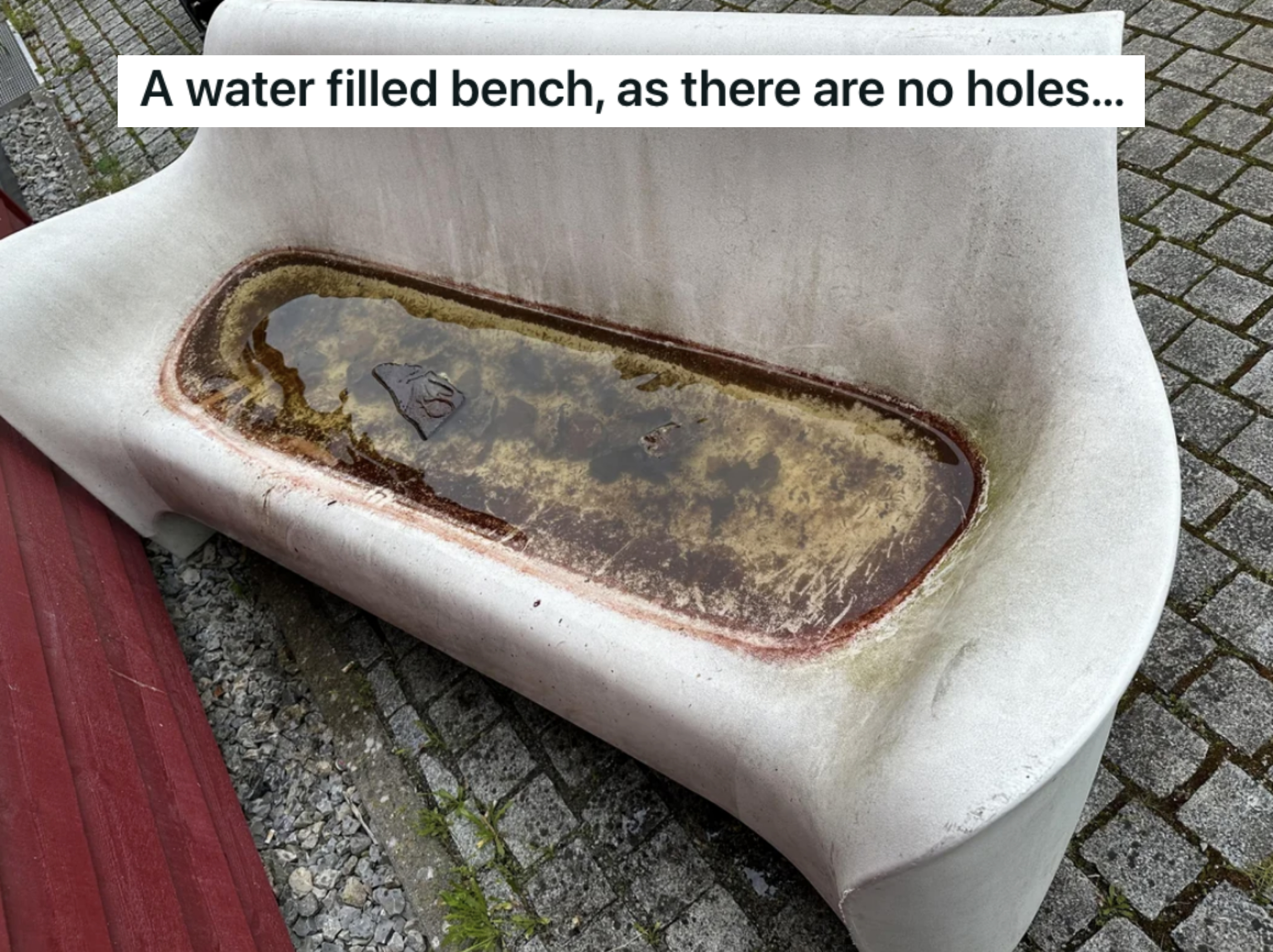 a water-filled bench