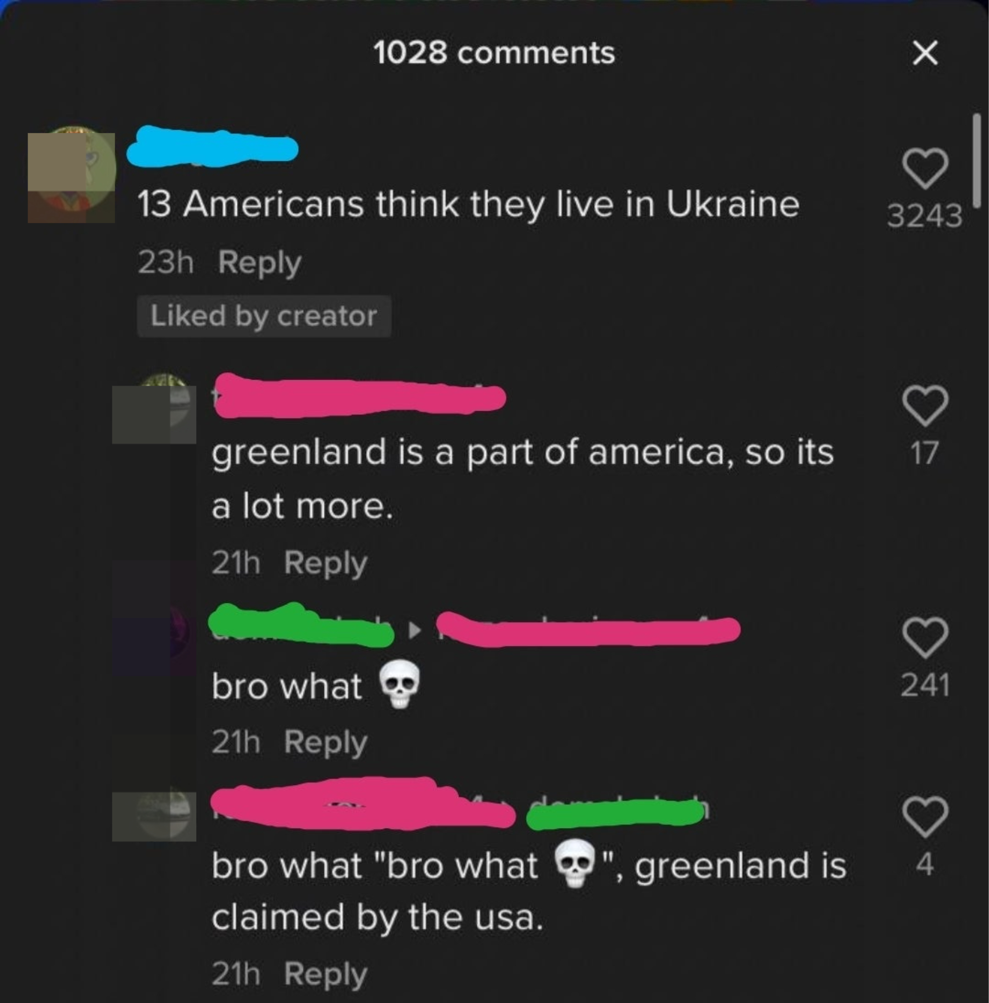 &quot;13 Americans think they live in Ukraine&quot; and &quot;Greenland is a part of America, so it&#x27;s a lot more,&quot; &quot;Bro what,&quot; and &quot;Bro what &#x27;bro what,&#x27; Greenland is claimed by the USA&quot;