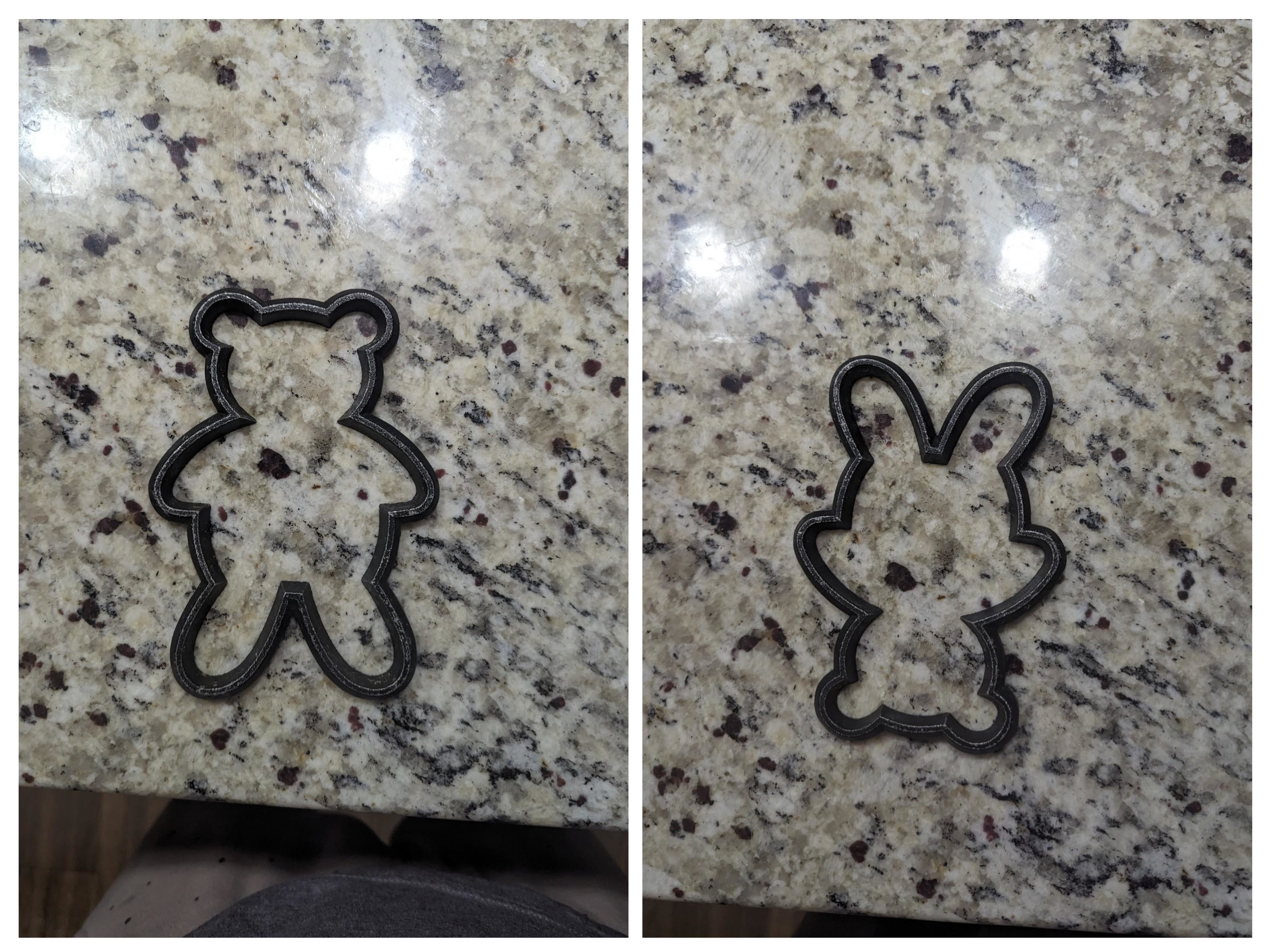 A cookie cutter that&#x27;s difficult to identify but looks like a bunny one way and a teddy bear upside down