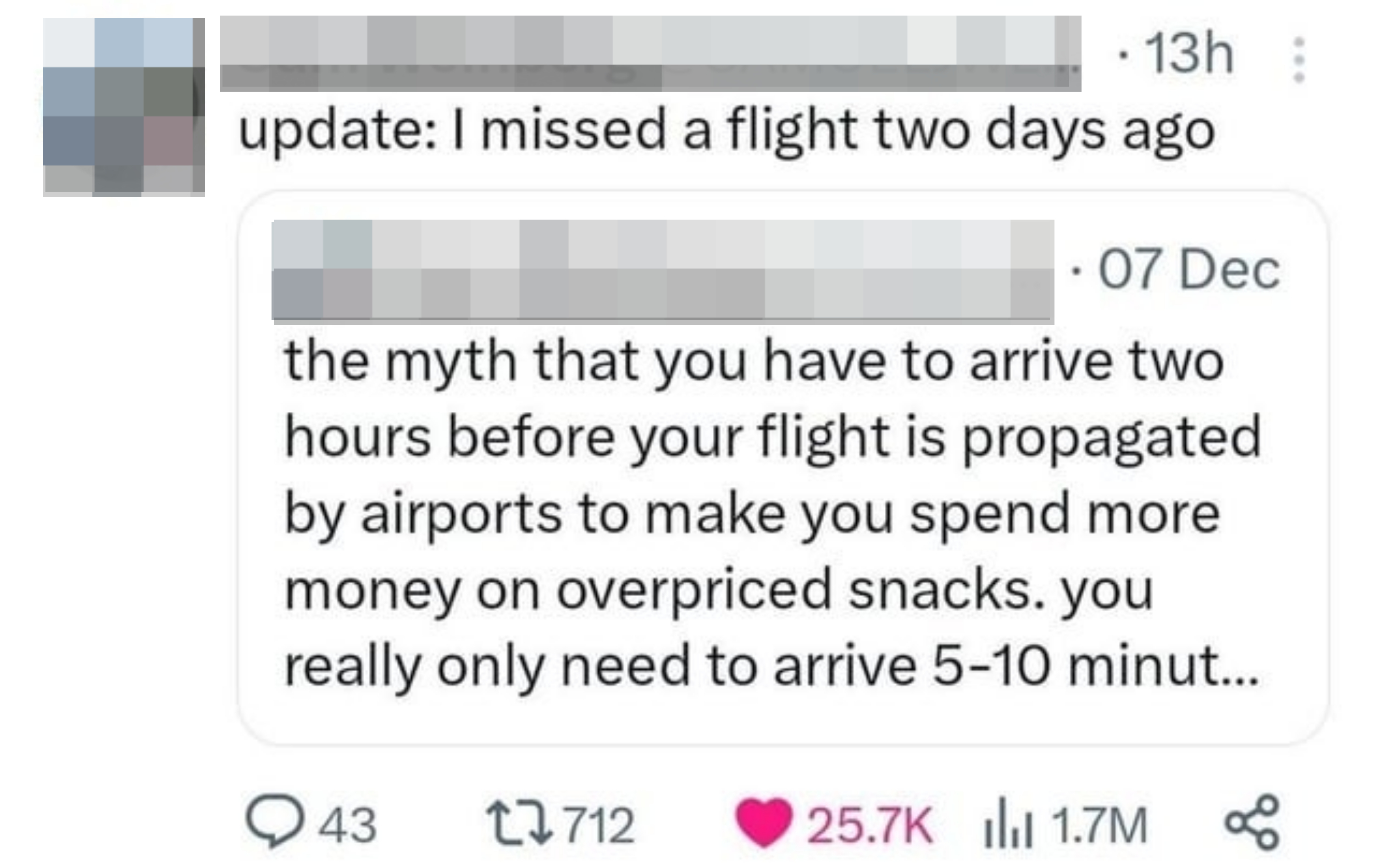 updade i missed a flight two days ago