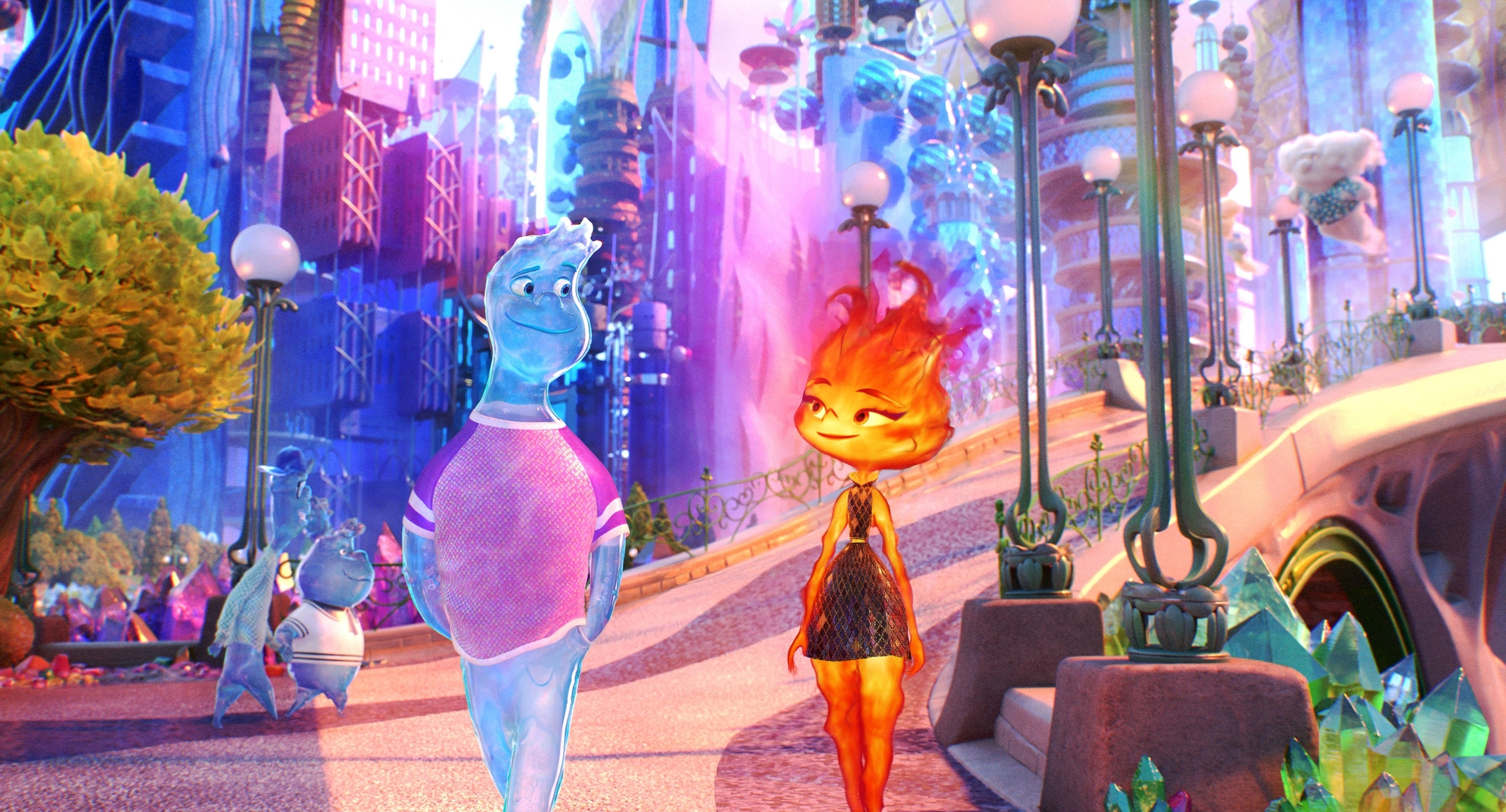 Wade and Ember walking together in the animated movie