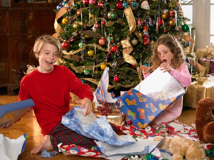 kids opening presents