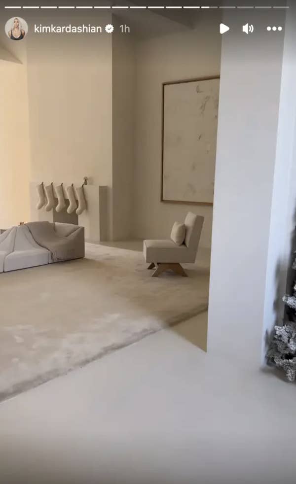 Her spare furniture in a room