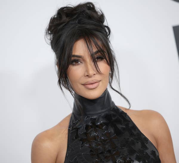 Close-up of Kim at a media event