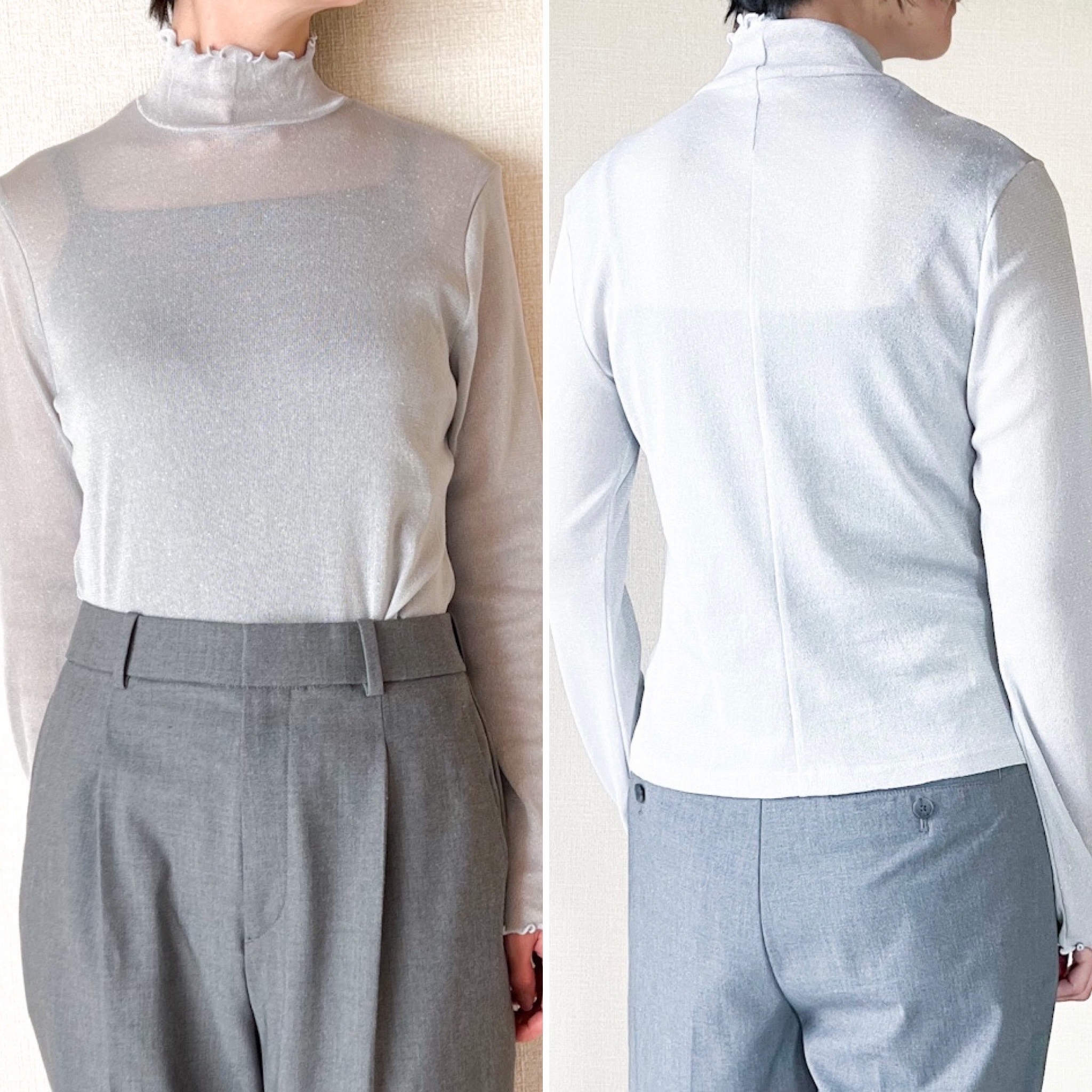 GU（ジーユー）のおすすめトップス「ラメハイネックT（長袖）Q」