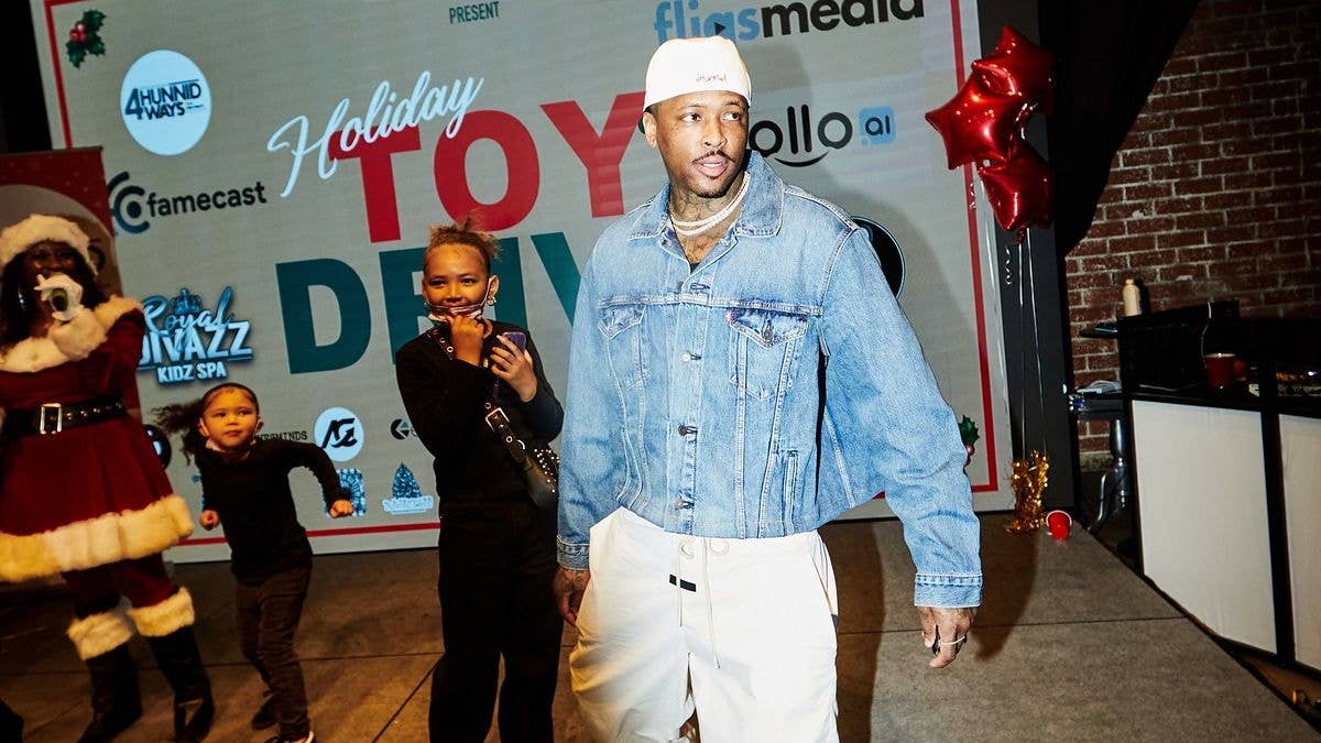 YG held the Christmas toy drive through his nonprofit 4Hunnid Ways Foundation.