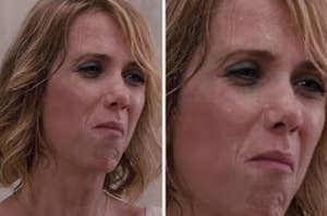 Kristen Wiig reaction face after getting food poisoning as seen in "Bridesmaids"