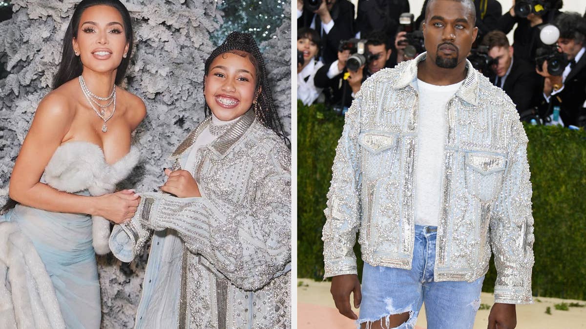 North West raided her dad's closet for the holiday event.