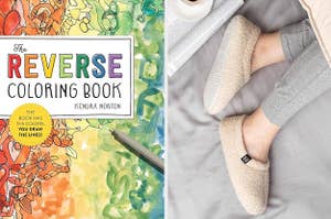 coloring book and slippers 
