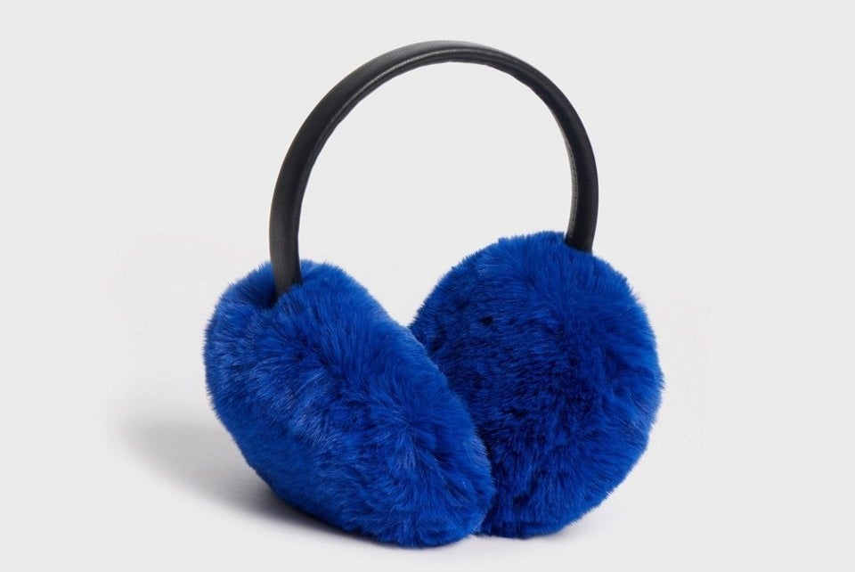 the ear muffs in royal blue with black band