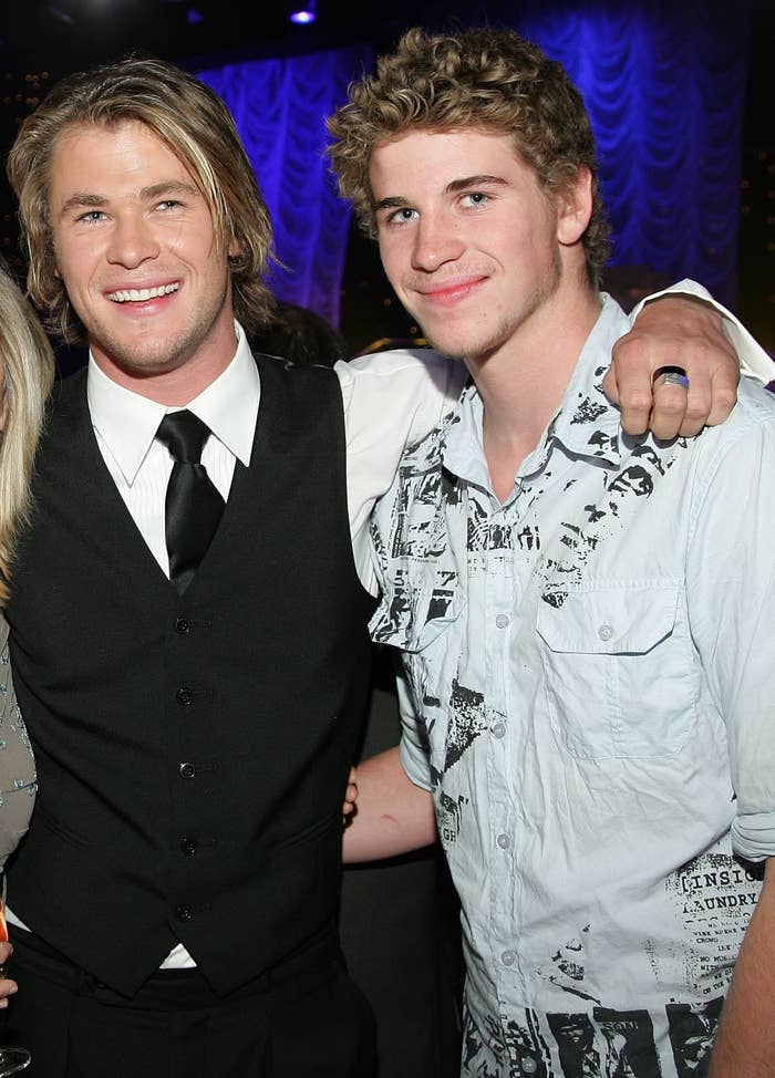 Closeup of Chris and Liam Hemsworth