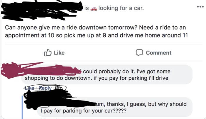 &quot;Can anyone give me a ride downtown tomorrow?&quot;