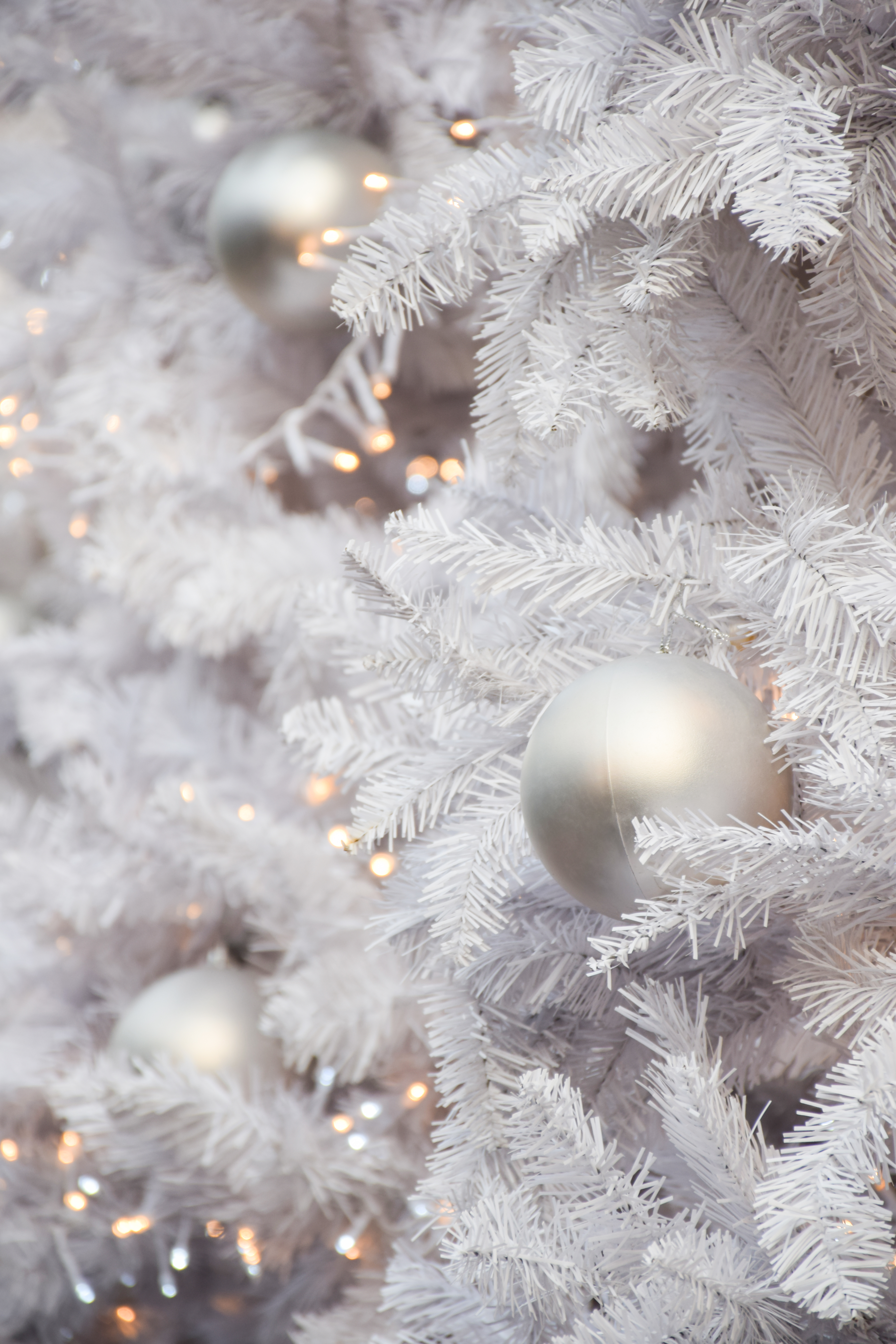 Closeup of an artificial Christmas tree