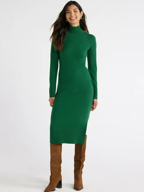green maxi dress on model