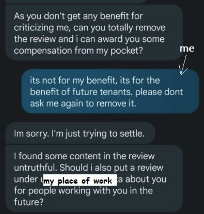 "I'm just trying to settle."