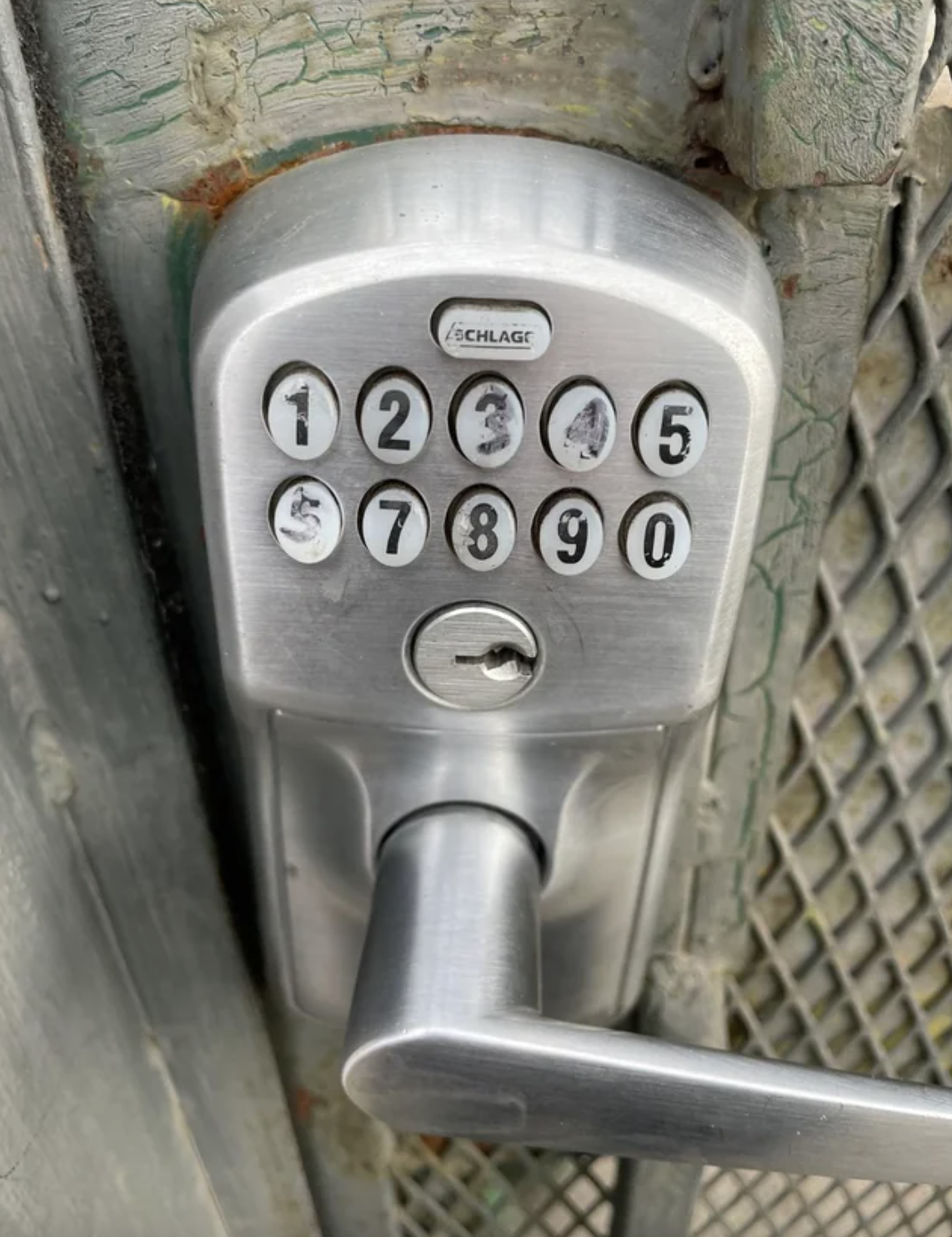 A key pad to enter a building
