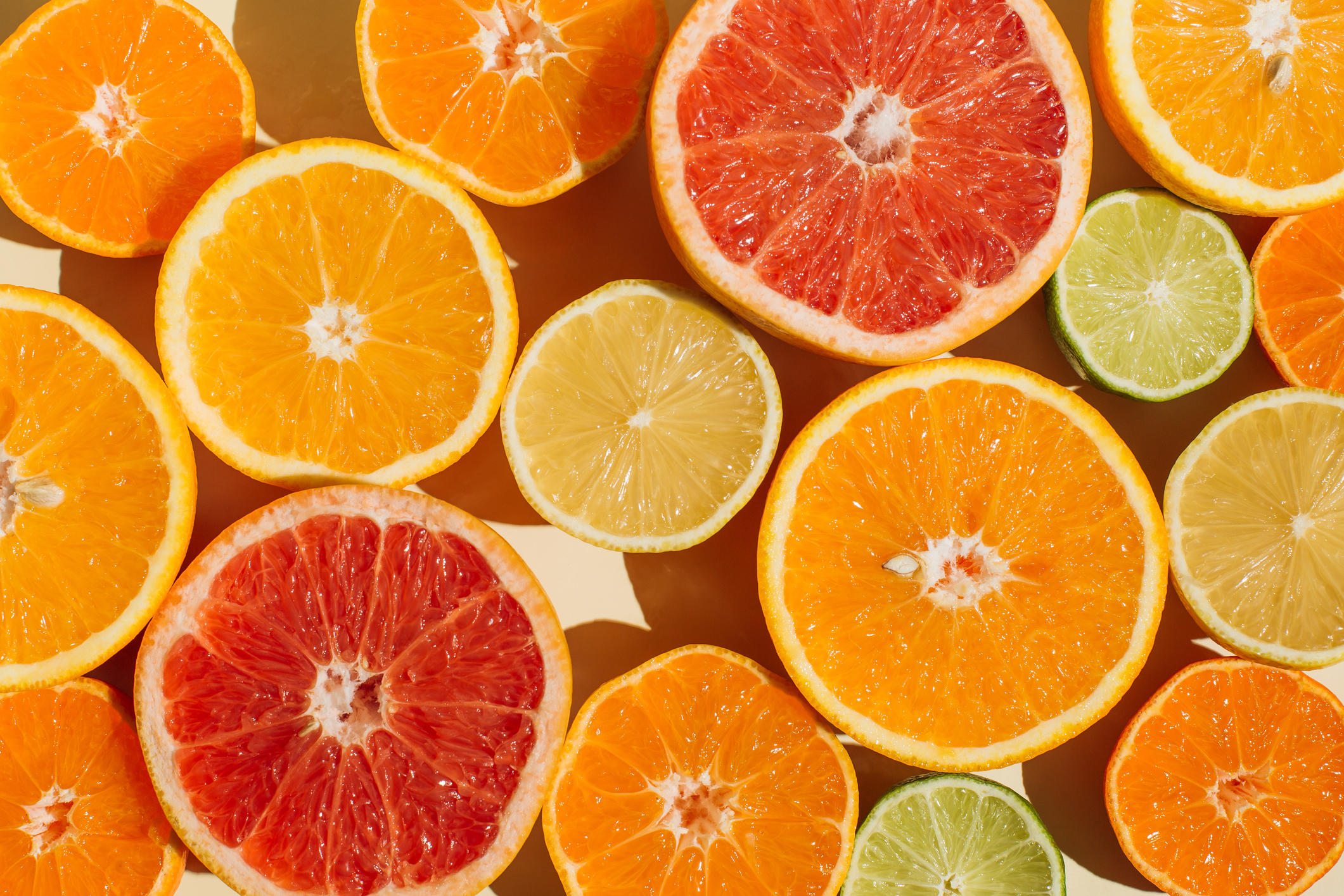 Pattern of slices citrus-fruit of Lemons, oranges, grapefruit, lime