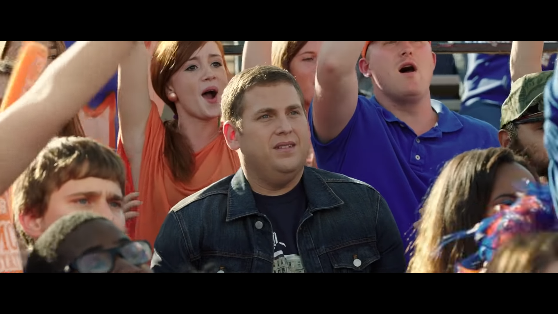 Schmidt from "22 Jump Street" watching a college football game
