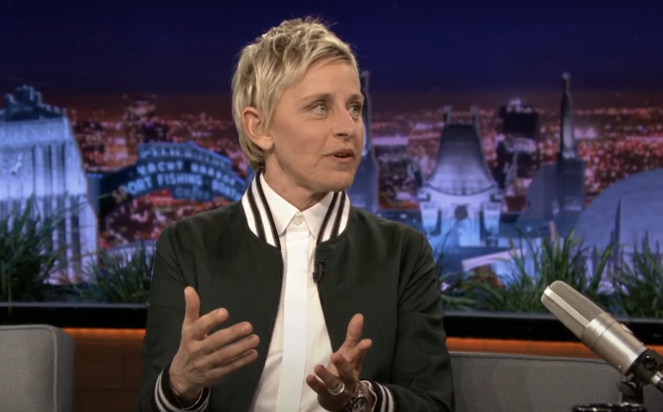 Ellen DeGeneres being interviewed on &quot;The Tonight Show&quot;