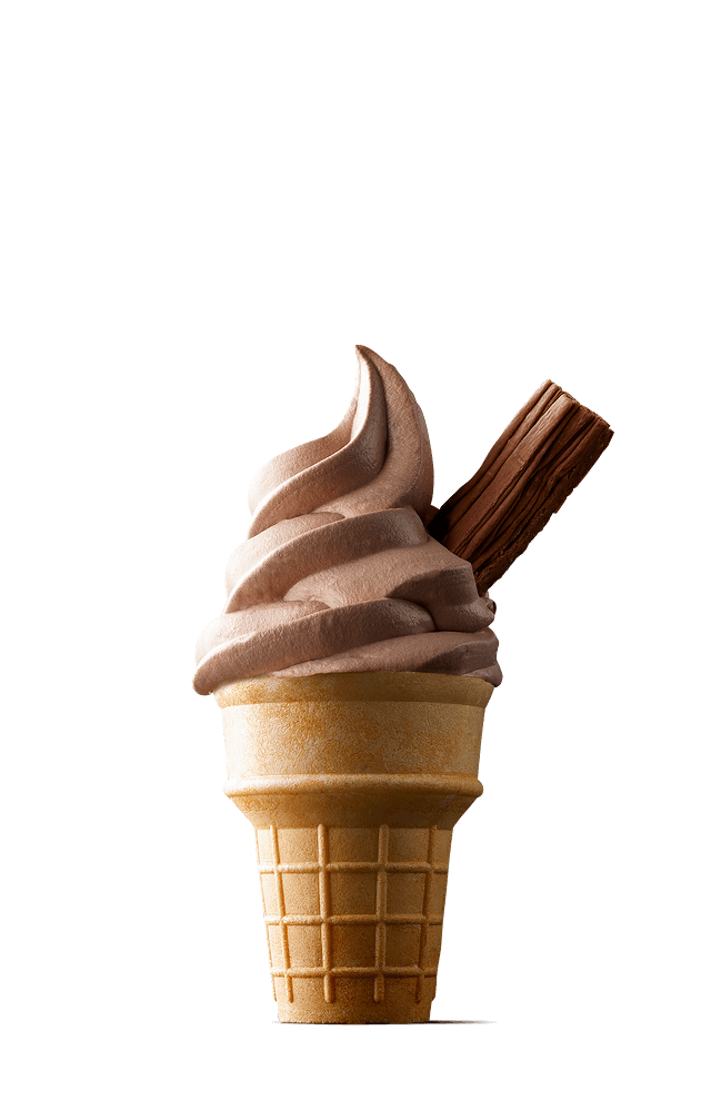 A Macca's Chocolate Soft Serve Cone with a Cadbury Flake