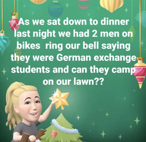 &quot;last night we had 2 men on bikes ring our bell...&quot;
